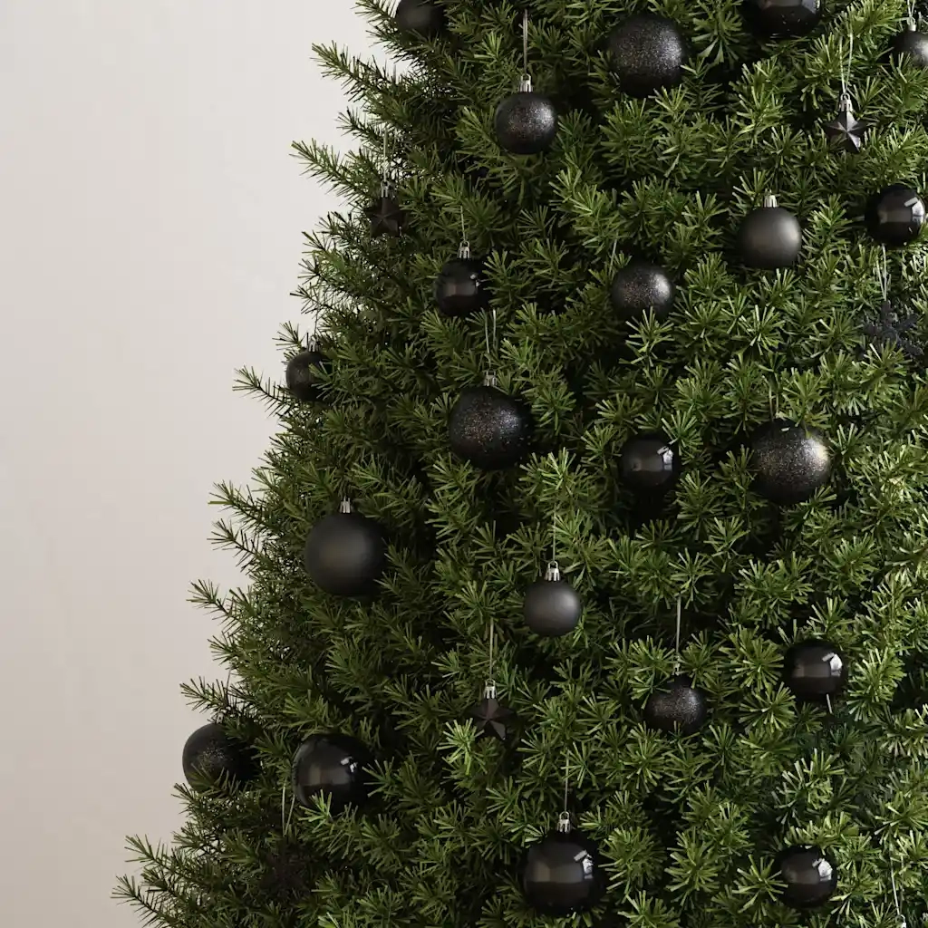 Set Palline di Natale 111 pz Nero in Polistirene 356116