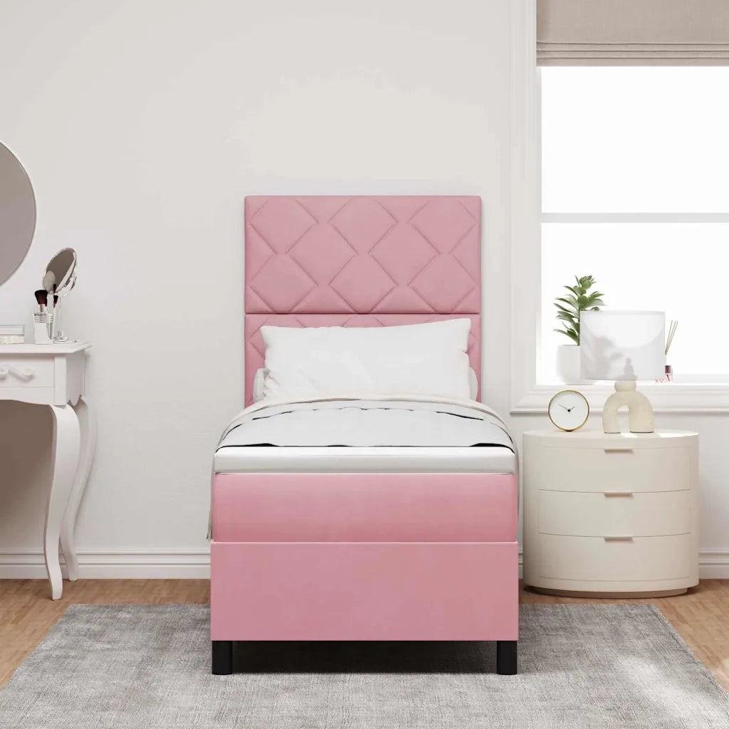 Letto a Sorgente LED con materasso Rosa 80 x 200 cm Tessuto