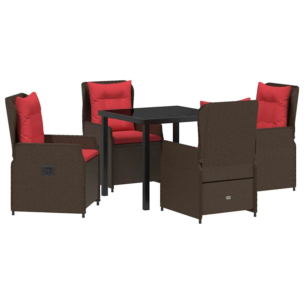 Set da Pranzo per Giardino 5 pcs Marrone Poly Rattan 3381024