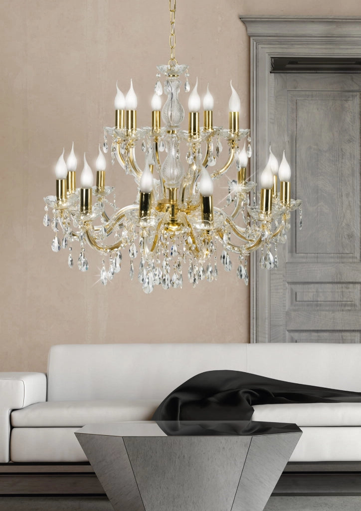Lampadario Candellux Maria Teresa oro cristallo 18xE14