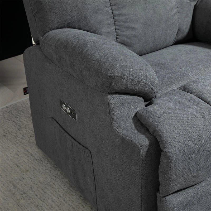 POLTRONA ALZAPERSONA CON POGGIAPIEDI E TELECOMANDO IN TESSUTO EFFETTO LINO 84X96X100 CM GRIGIO SCURO