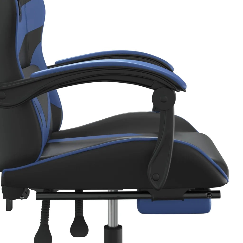 Sedia da Gaming con Poggiapiedi Nero e Blu in Similpelle cod mxl 66226