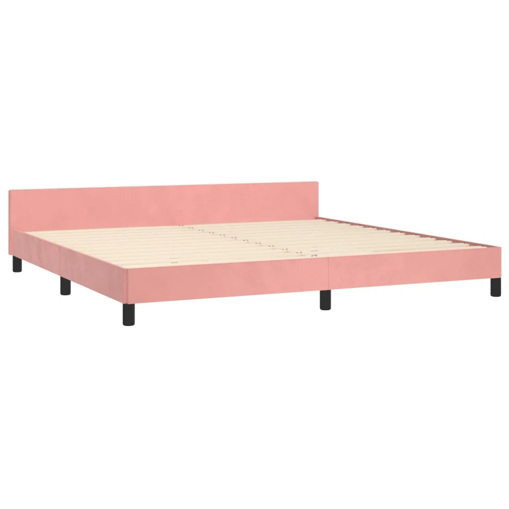 Giroletto con Testiera-Struttura Letto con testiera Rosa 200x200 cm in Velluto 156013