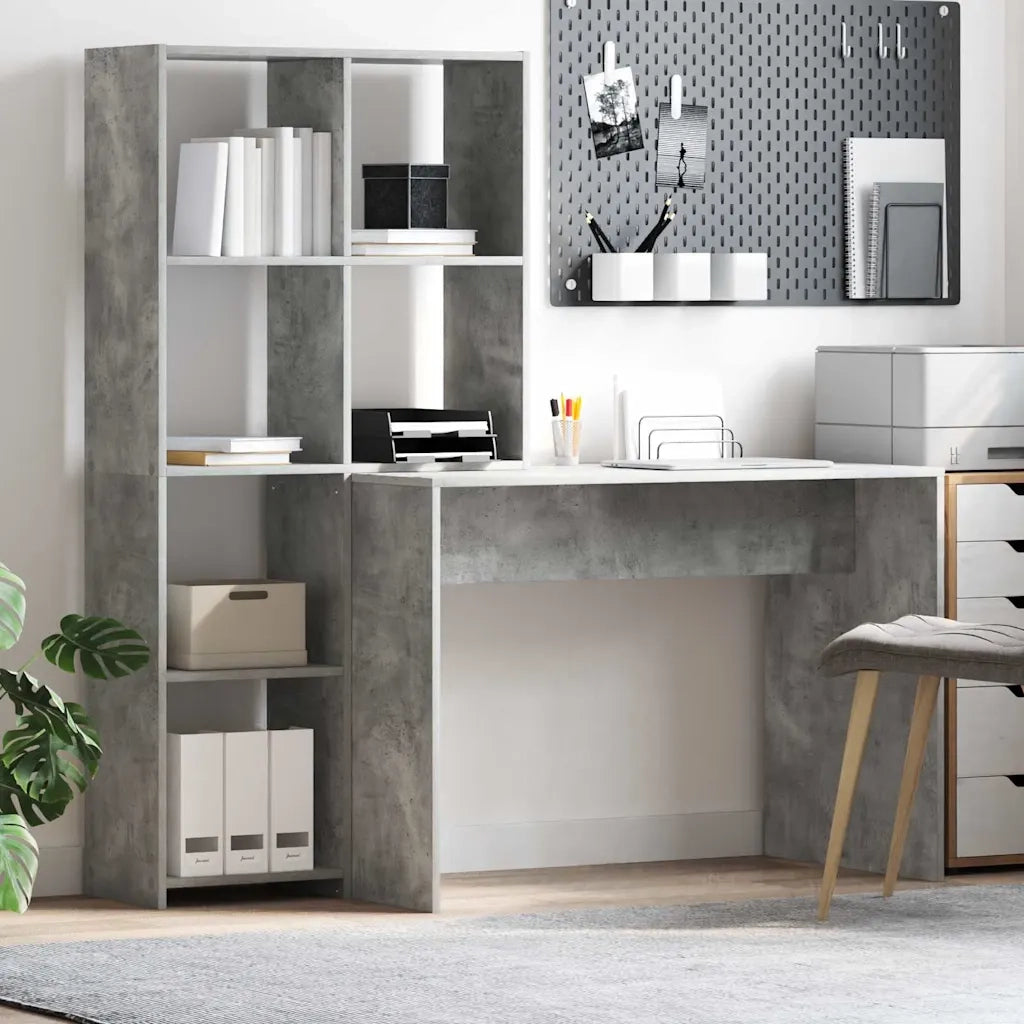 Scrivania con lo scaffale Grigio cemento 138,5 x 55 x 143 cm 3337252