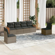 Set Divano da Giardino 6 pz con Cuscini Grigio in Polyrattan 3227544