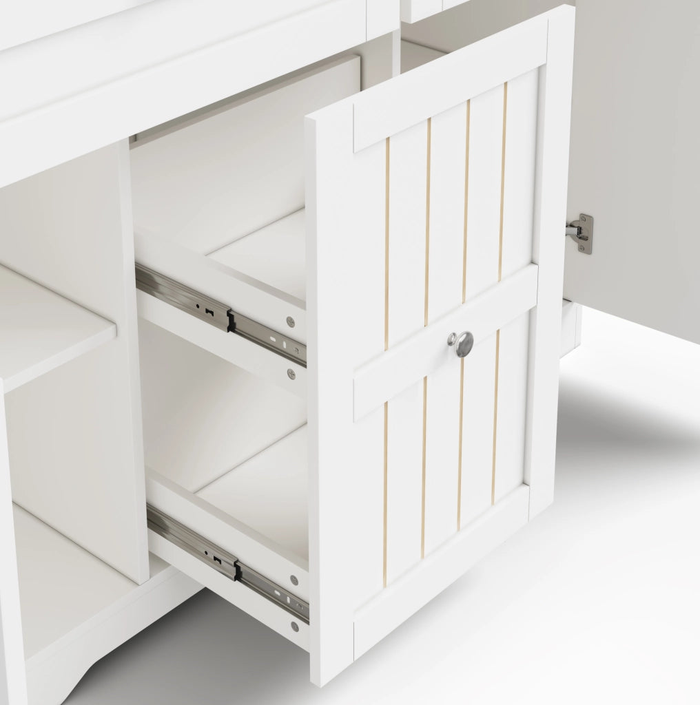 Isola da cucina mobile con piano pieghevole; cassetti e ruote 120x70x92 cm; MDF; bianco naturale