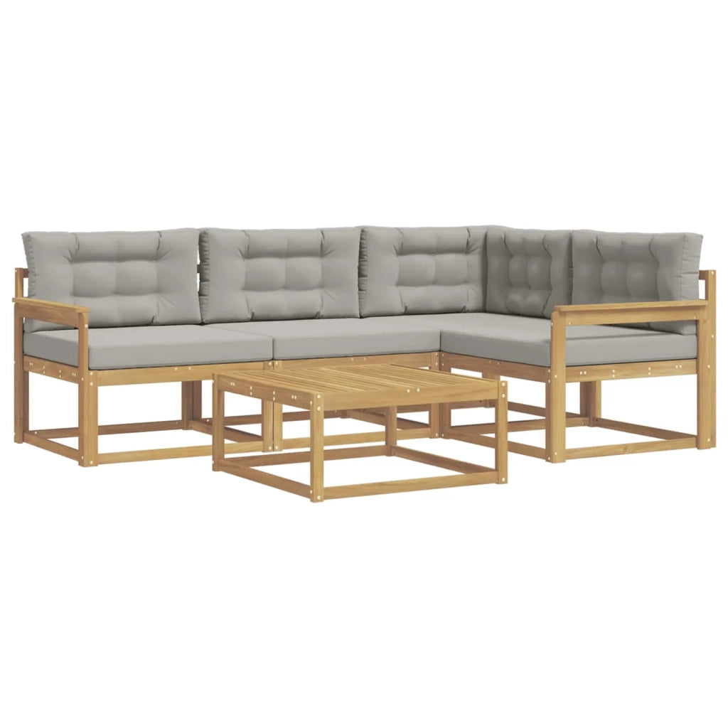 Set di divani da esterno 5 pcs Bianco e Grigio Chiaro