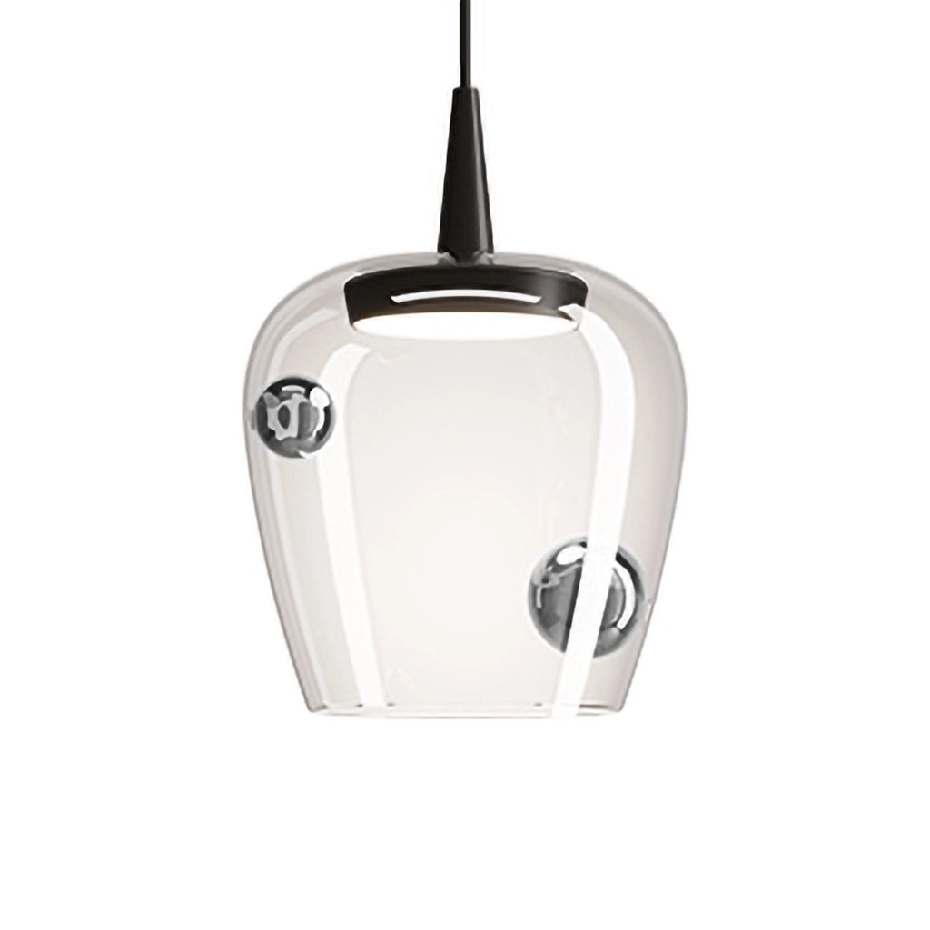 Zafferano Lampada a sospensione Bilia 230V LED 8W 2700K Vetro borosilicato Nero-Argento, design a campana di ispirazione artigianale made in Italy