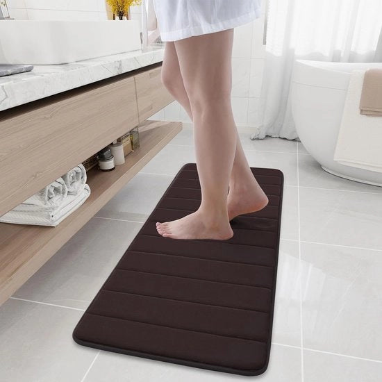 Pavimento in schiuma di memoria per bagno assorbente e antiscivolo, lavabile, 43 x 120 cm, marrone