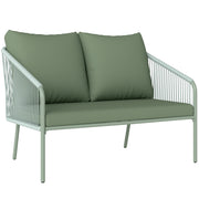 Divano da Giardino 2 Posti Stile Boho con Cuscini Sfoderabili in Rattan PE Verde