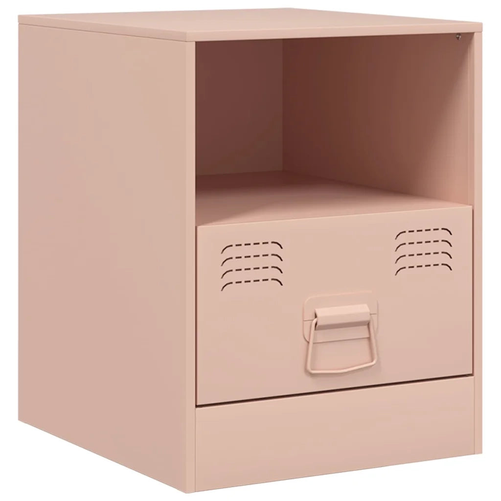 Comodino | Armadio da Notte | Mobiletto da notte Rosa 34,5x39x44 cm in Acciaio