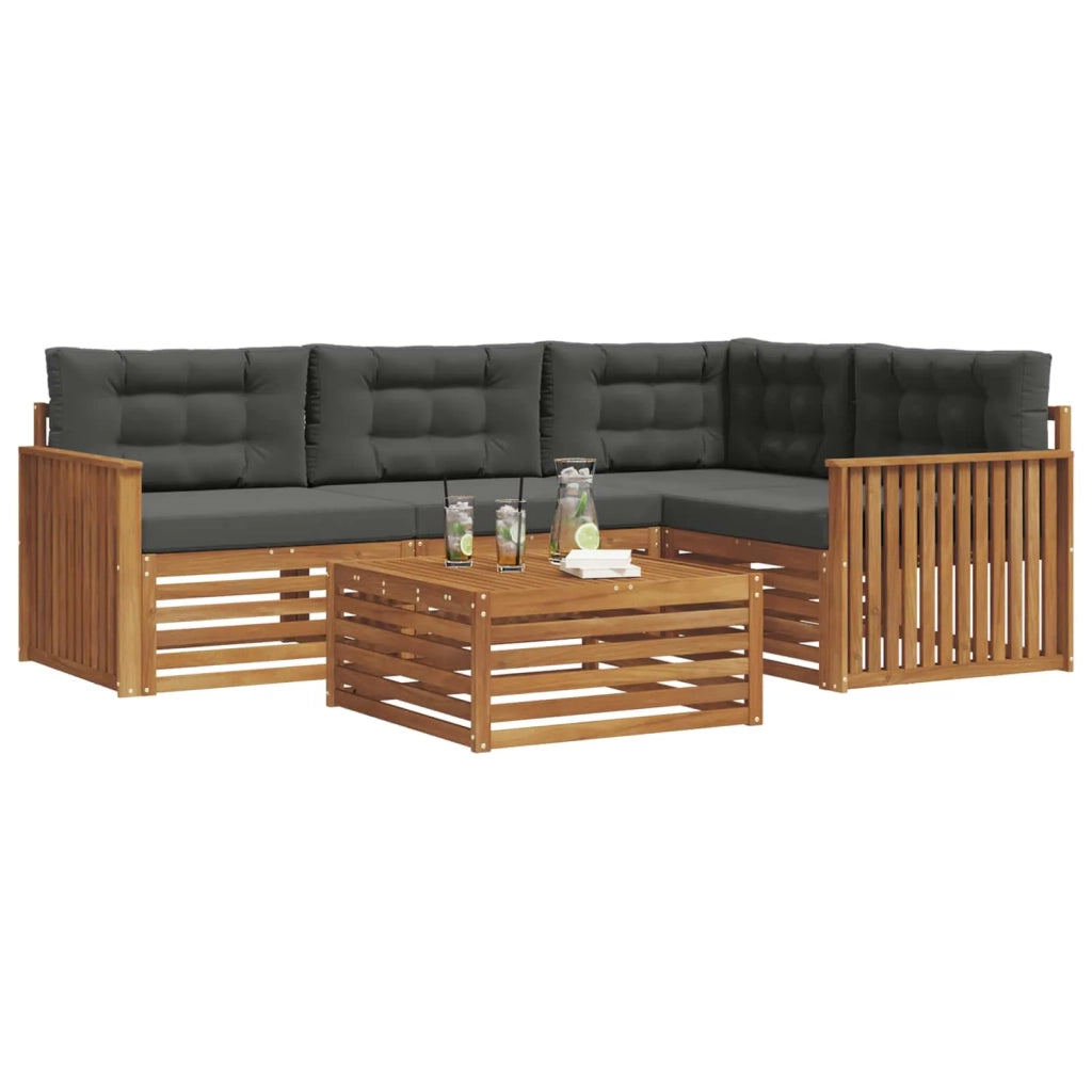 Set di divani da esterno con cuscino 5 pcs Naturale e Antracite