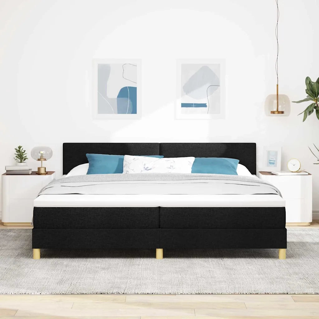 Letto a Sorgente LED con strisce LED Nero 200 x 200 cm Tessuto 3342466