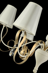 Lampadario Elegant in Metallo Intreccio Bianco con Oro