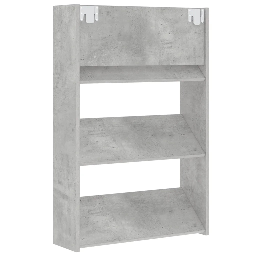 Scarpiera a Muro Grigio Cemento 60x18x90cm in Legno Multistrato 806767