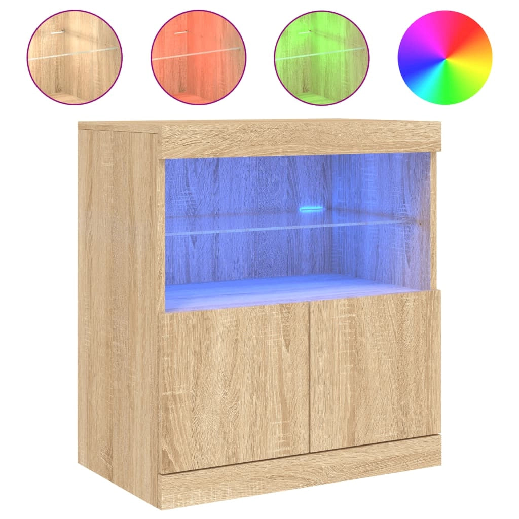Buffet credenza cassettiera armadio mobile contenitore organizer per cucina soggiorno salotto con luci LED Sonoma 60 x 37 x 67 cm marrone 02_0029967