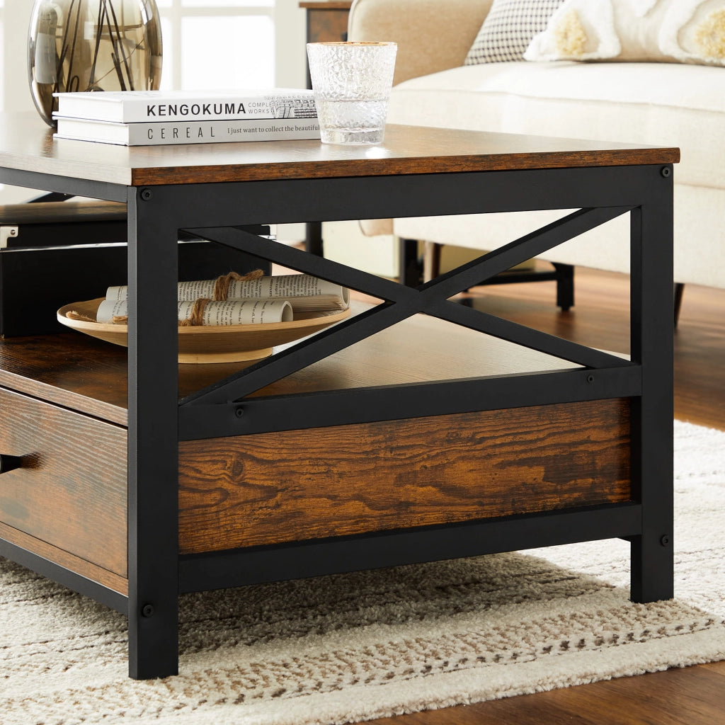 Tavolino da caffè Valora LCT21BXV1 in stile loft marrone rustico