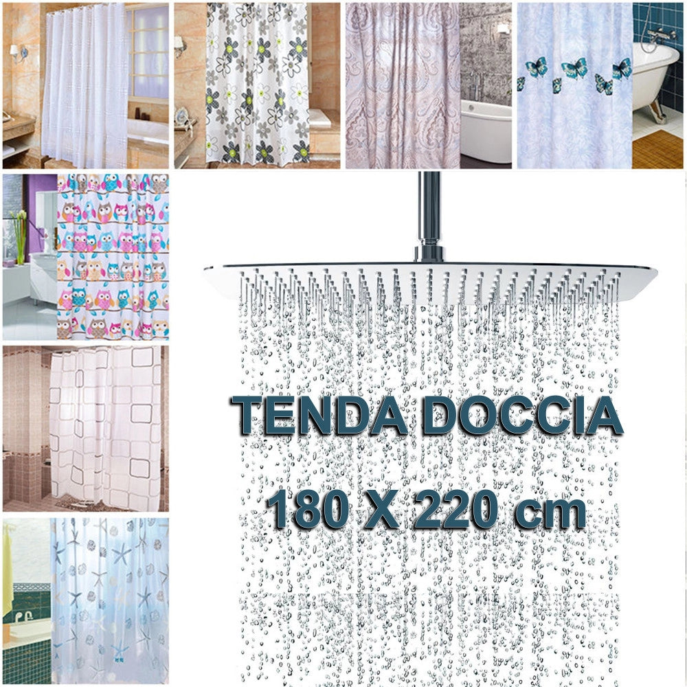 Trade Shop - Tenda Per Doccia Varie Fantasie Per Vasca Da Bagno Tendina Con Ganci 180x220 Cm -