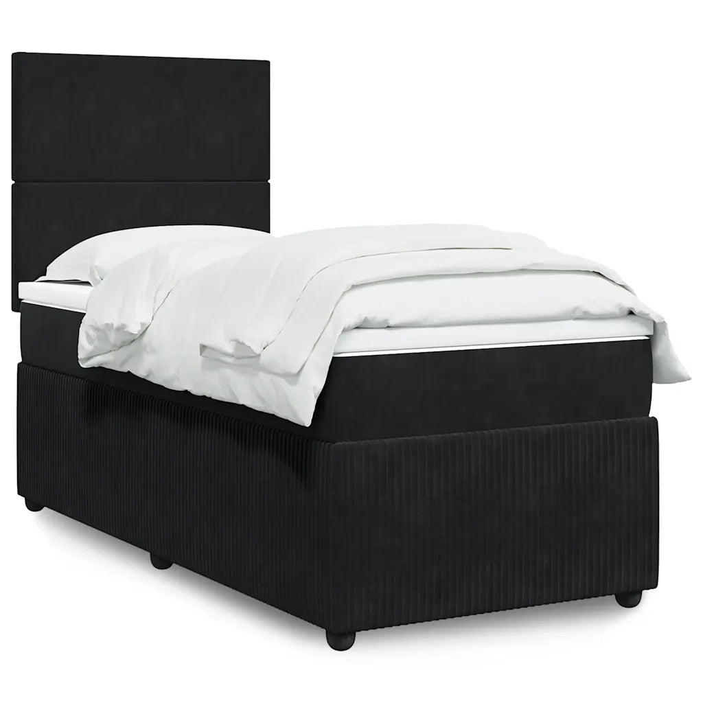 vidaXL Giroletto a Molle con Materasso Nero 100x200 cm in Velluto