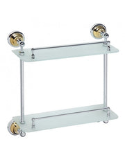 Mensola a muro doccia doppio vetro RETRO in ottone cromo-oro 40x42x12cm