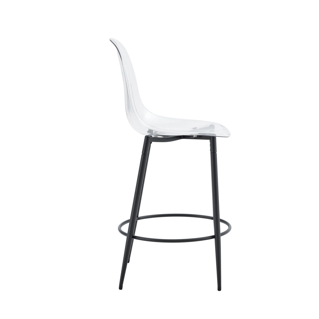 Set Bar Tavolo in Vetro 89 cm e 2 Sgabelli ¨C MINIMAL ¨C Nero, Metallo, con Poggiapiedi