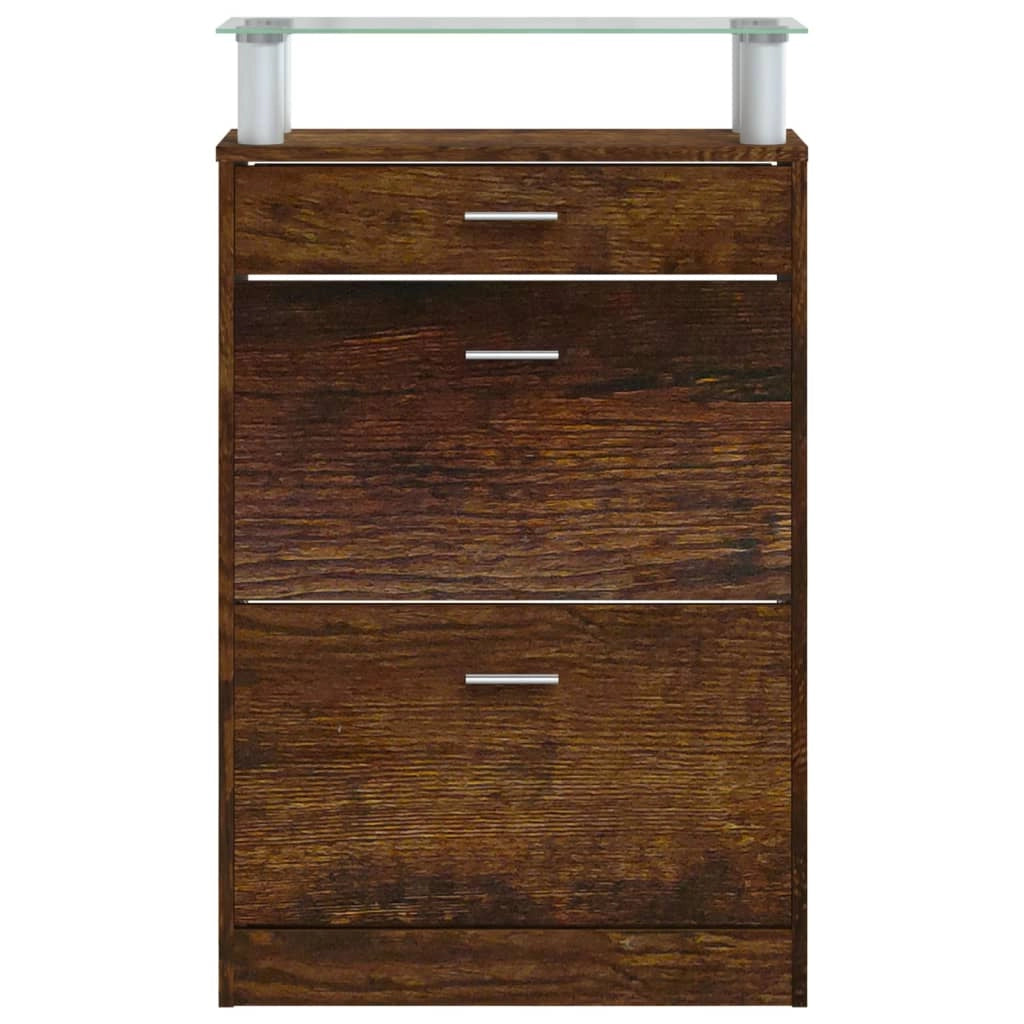 Scarpiera mobiletto portascarpe mobile per ingresso/corridoio/soggiorno 63 x 24 x 104 cm legno ingegnerizzato marrone 02_0021578