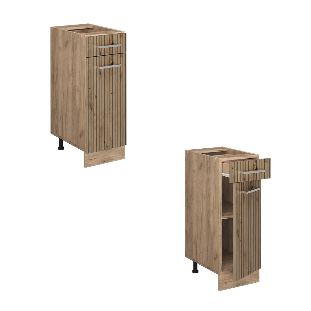 Vicco Mobiletto base per cucina Rovere artigianale 30 cm senza piano di lavoro