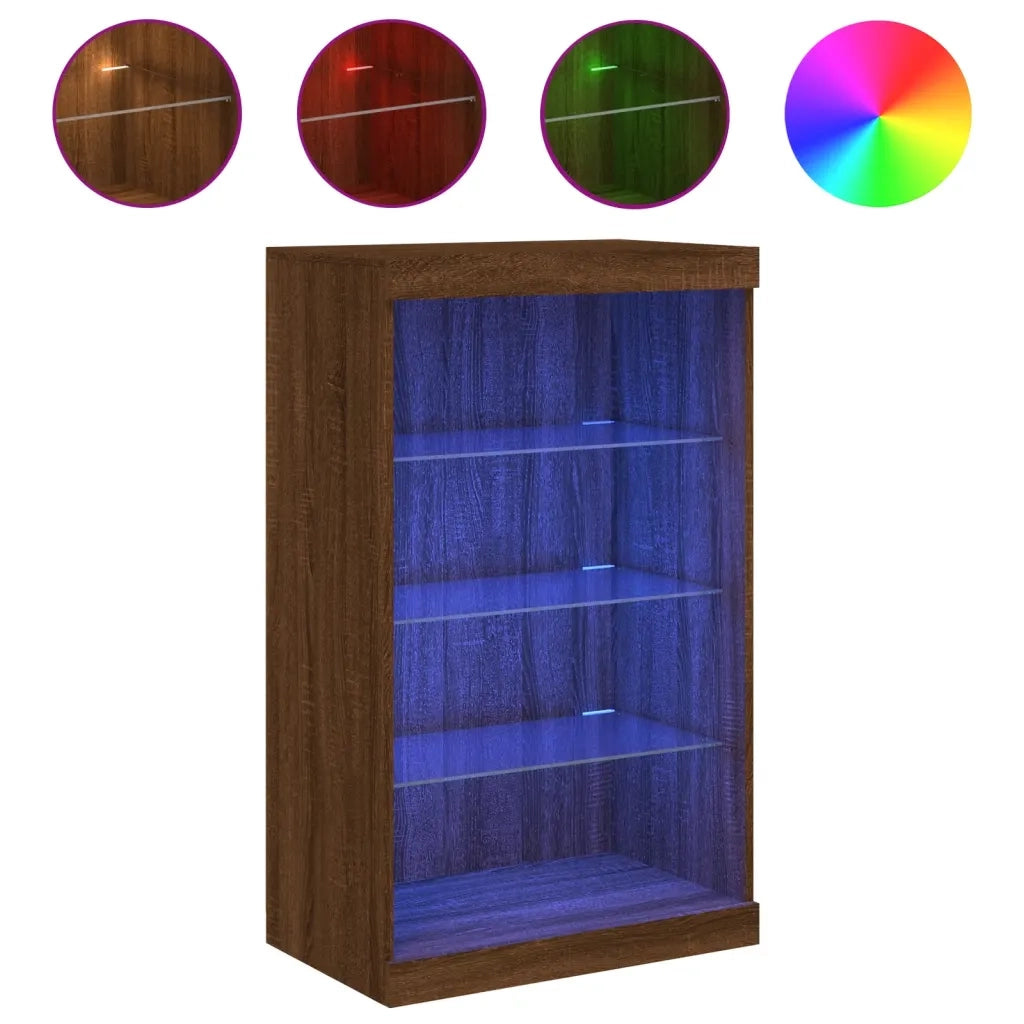 Credenza con Luci LED Rovere Marrone 60,5x37x100 cmcod mxl 134293