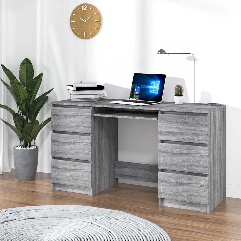 Scrivania | Tavolo da Ufficio Grigio Sonoma 140x50x77 cm in Legno Multistrato