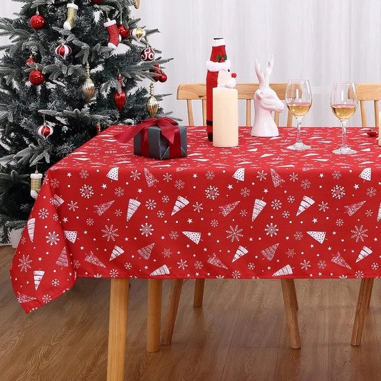Tavolo da Natale Tavolo da Pranzo Lavabile Tavolo da Pranzo Tavolo da Natale Quadrato Bassa Tavola con Decorazioni da Neve Tavolo da Pranzo per Salotto Festa, 54x108 pollici