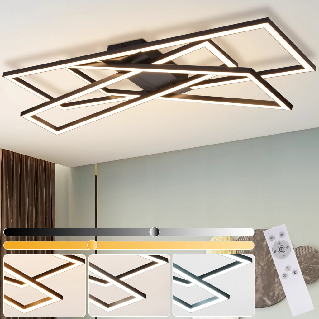 ZMH Lampada da soffitto plafoniera LED 45W nera dimmerabile per camera letto soggiorno cucina sala pranzo