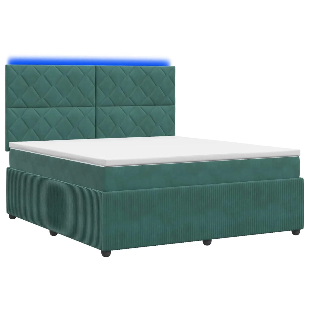 Letto Box Spring LED con Materasso Verde Scuro 180 x 200 cm 3456128