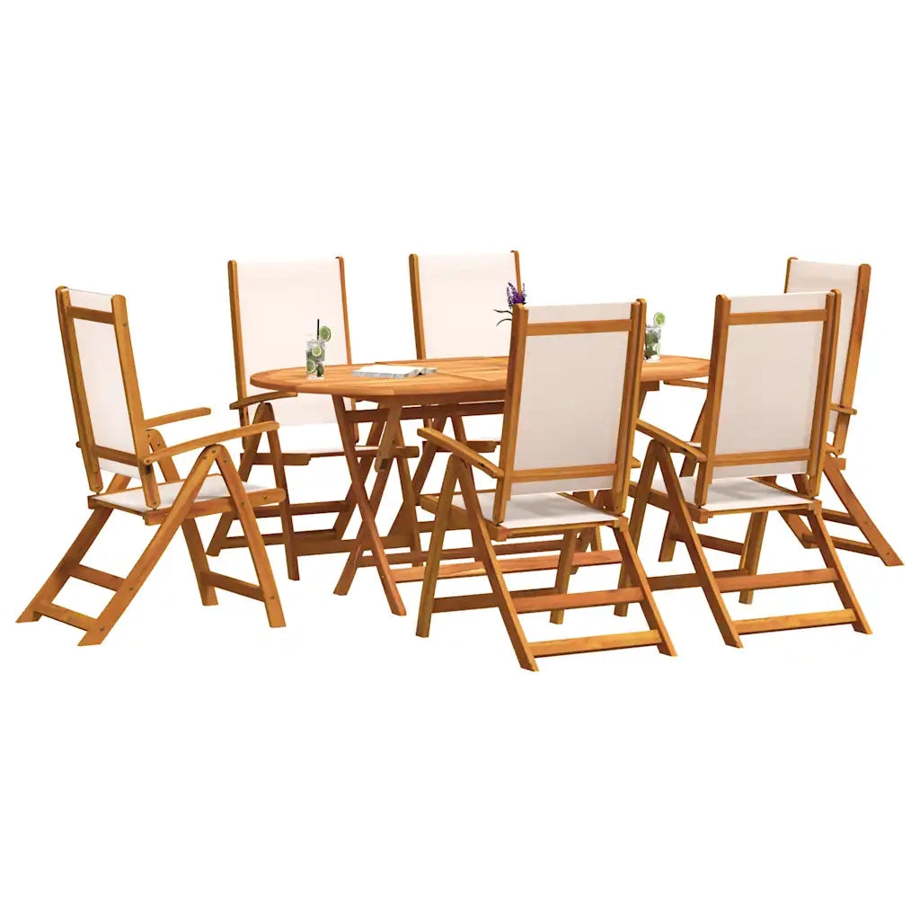 Set Pranzo da Giardino 7pz Legno Massello di Acacia e Textilene 3279270
