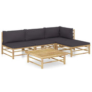 Set Divani da Giardino 5 pz con Cuscini Grigio Scuro in BambÃ¹ cod mxl 44352