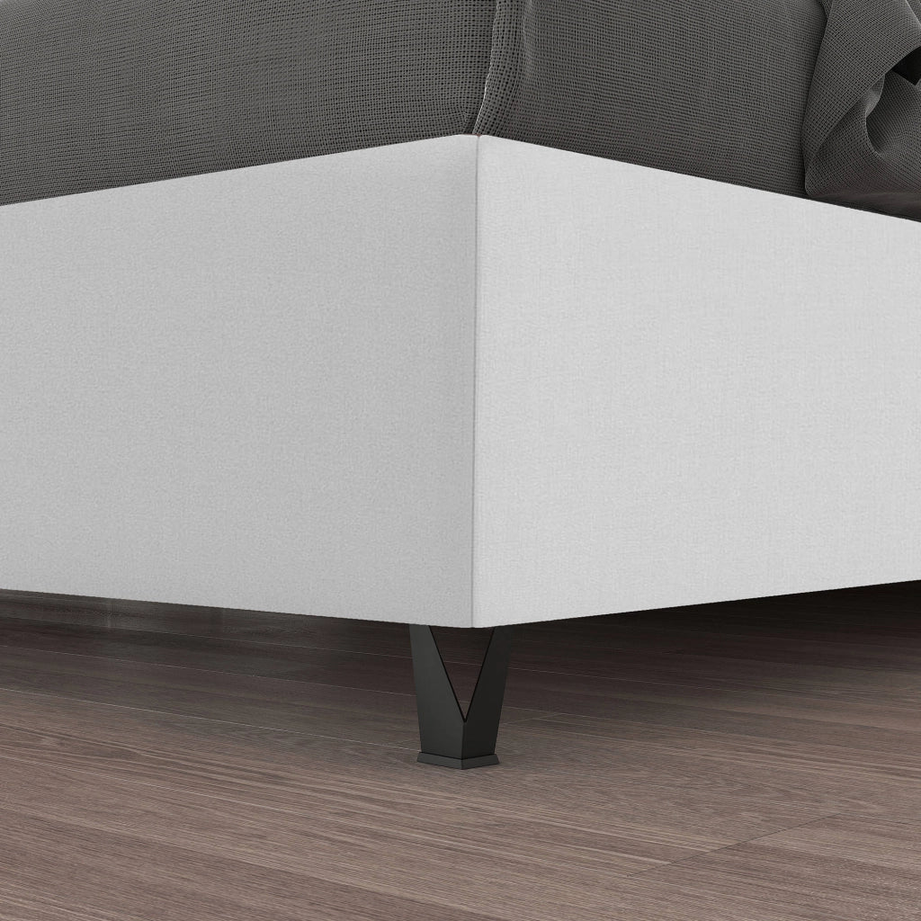 Talamo Italia Letto contenitore matrimoniale Strauss, Made in Italy, Struttura in tessuto imbottito, Adatto a materasso 160x190 cm, Bianco