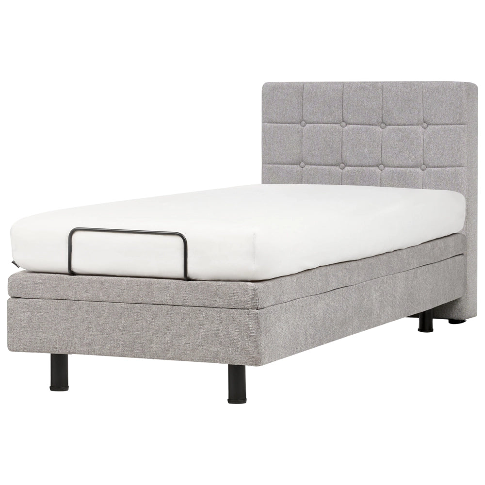 Letto Tessuto Grigio Chiaro Elettrico Regolabile con Telecomando 90 x 200 cm