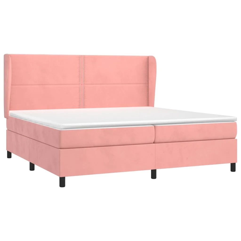 Giroletto a Molle con Materasso Rosa 200x200 cm in Velluto 3129176