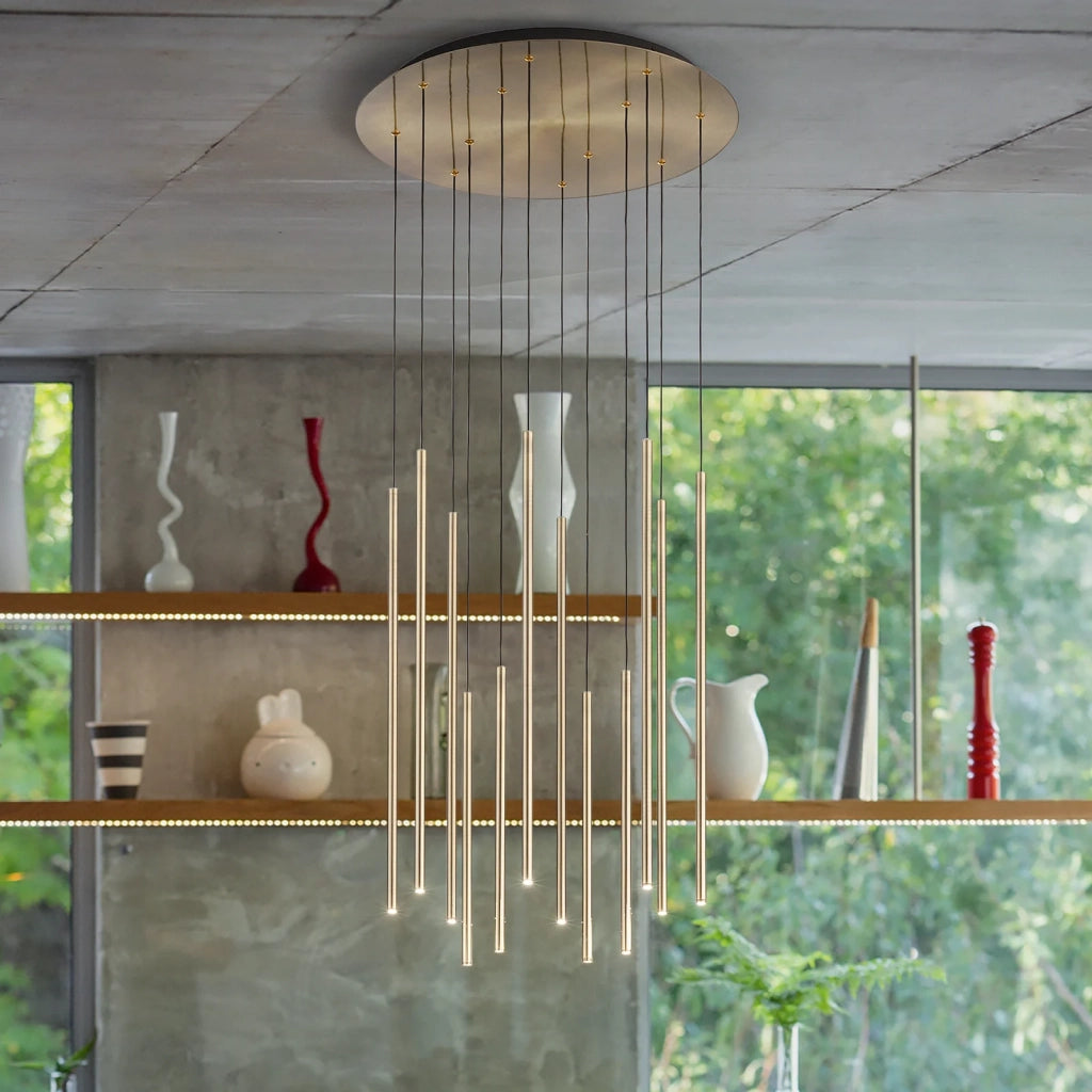 Lampada Da Terra Look 8 Luci Led Integrato Ottone