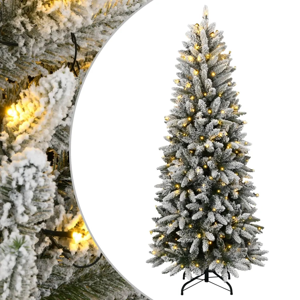 Albero di Natale Artificiale con 150 LED e Neve Fioccata 150 cm 3315764