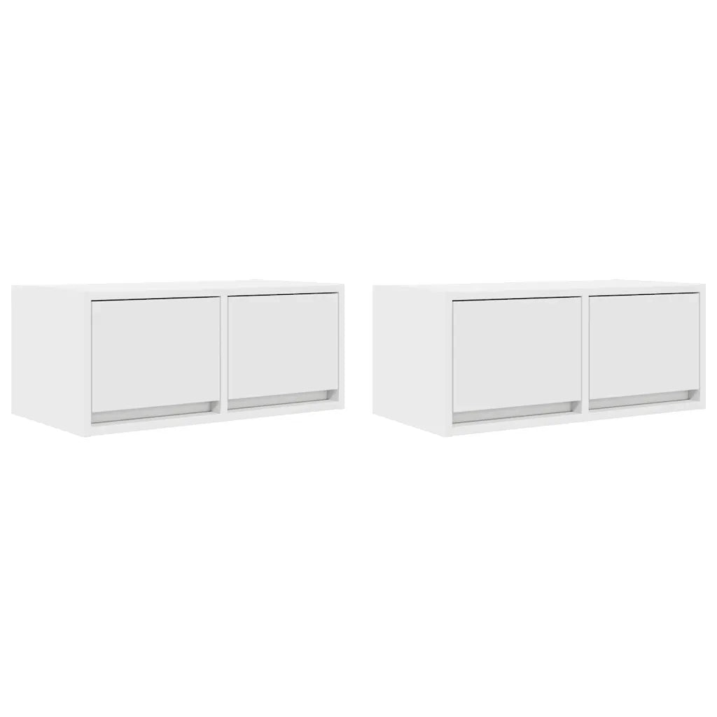 Mobili TV a Parete 2pz Bianchi 60x31x25,5 cm Legno Multistrato 861491