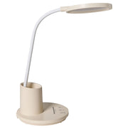 Lampada da scrivania per ufficio beige illuminazione da tavolo per lettura e computer braccio regolabile dimmer continuo a scorrimento