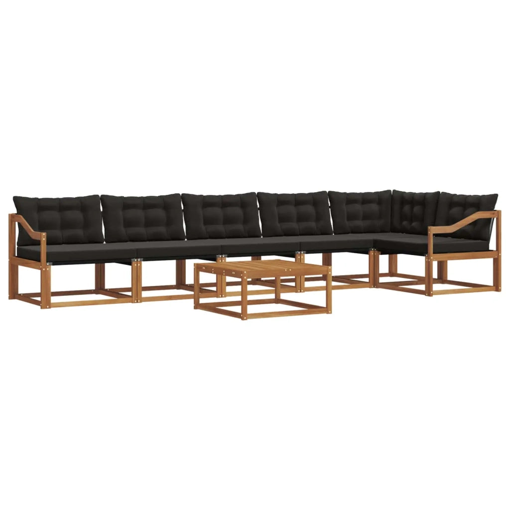 Set di divani da esterno con cuscino 7 pcs Naturale e Nero 3369539