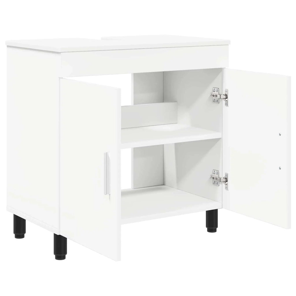 Mobiletto da bagno Bianco 60 x 35 x 60 cm Legno ingegnerizzato