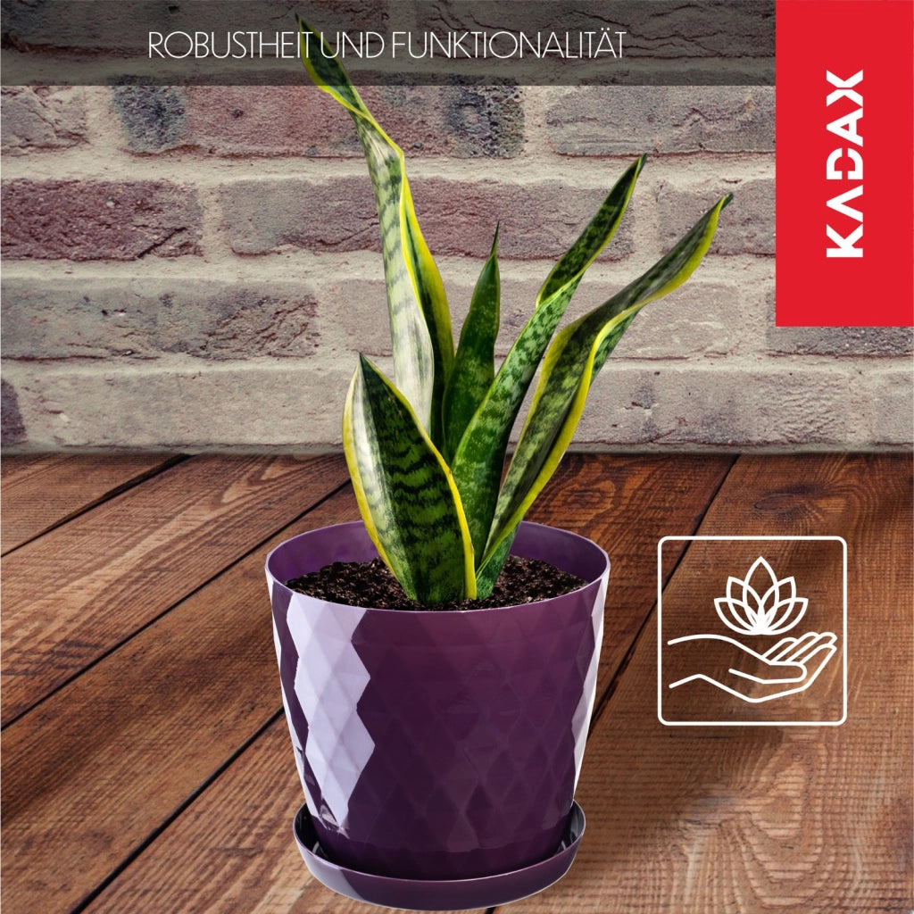 Vaso da fiori in plastica KADAX con supporto, coprivaso, 18 cm, viola, Kadax