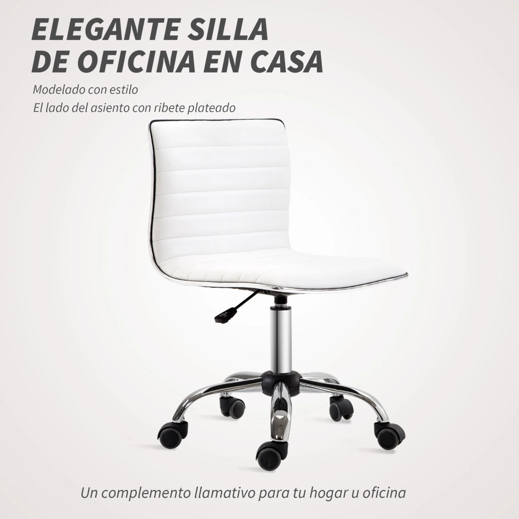 Sedia da ufficio girevole senza braccioli ¨C zephmum ¨C imbottita in similpelle bianca