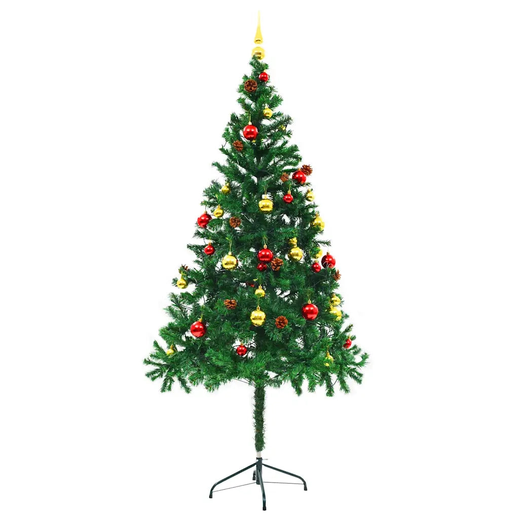 Albero di Natale | Decorazioni natalizie Preilluminato con Palline Verde 180 cm