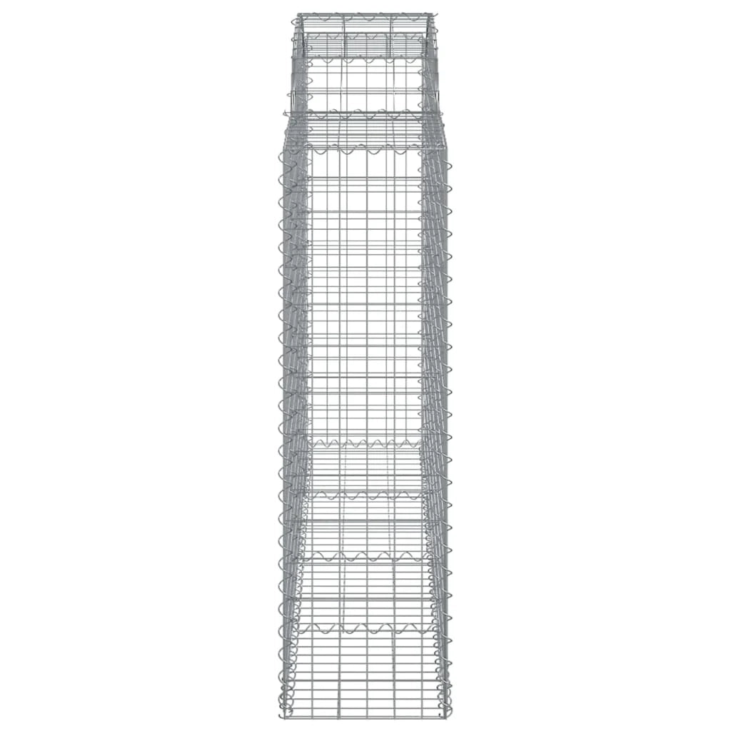 Cesto gabbione recinzione a gabbia muro di contenimento ad arco 200 x 50 x 140/160 cm ferro zincato argento 02_0040026