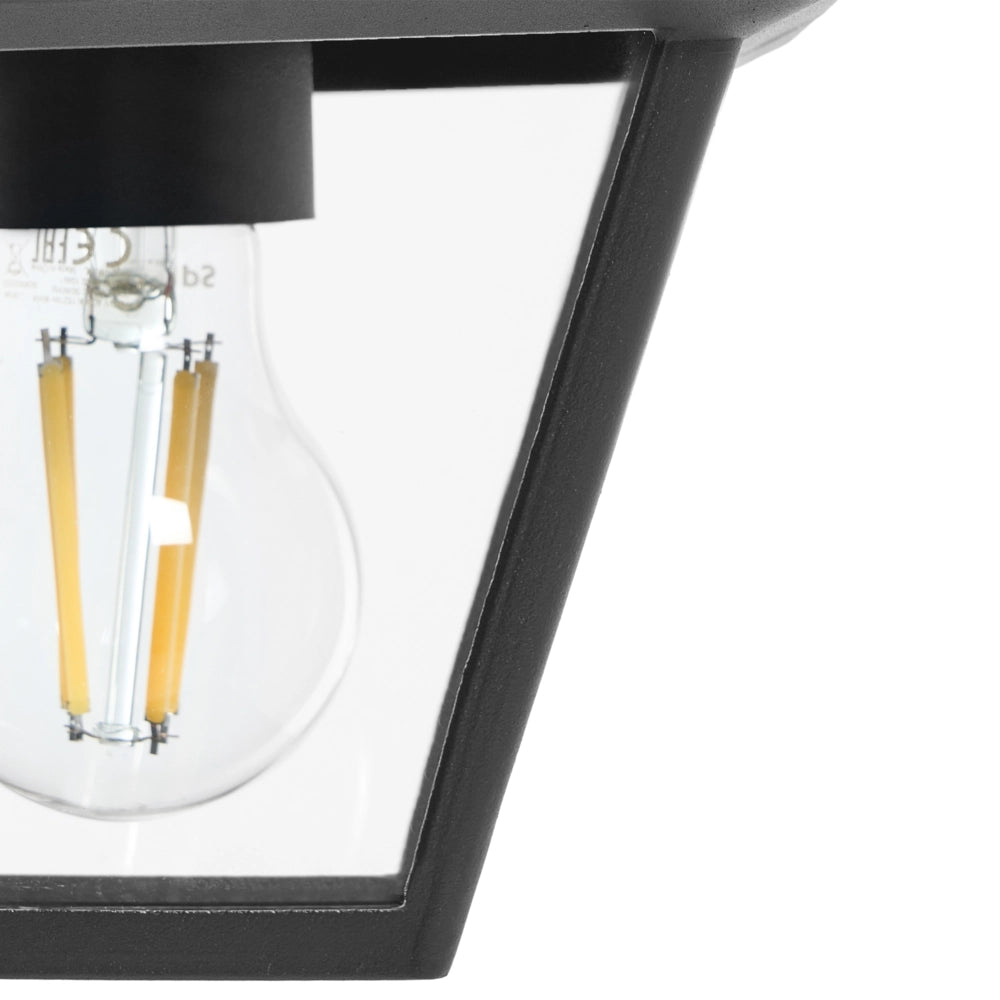 Lampada a sospensione da esterno per l'illuminazione e la decorazione del giardino, struttura in alluminio opaco, paralume in vetro, nera