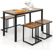 Set Tavolo da Pranzo 4 Pezzi, Tavolo da Pranzo con Panca e 2 Sgabelli, in Stile Industriale, Set Tavolo Salvaspazio per Cucina, Ristorante, Bar