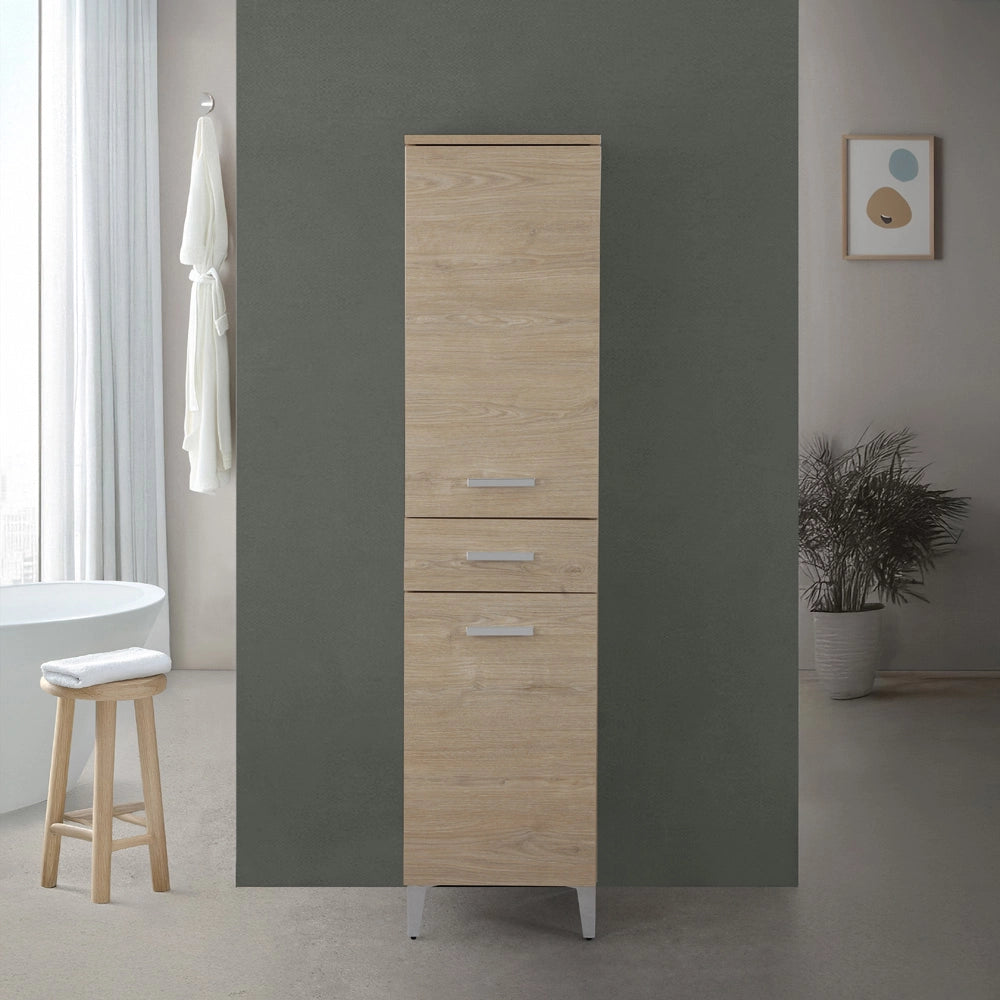 Colonna bagno a terra 35x153,5 cm rovere dolomite con 2 ante e cassetto Desya